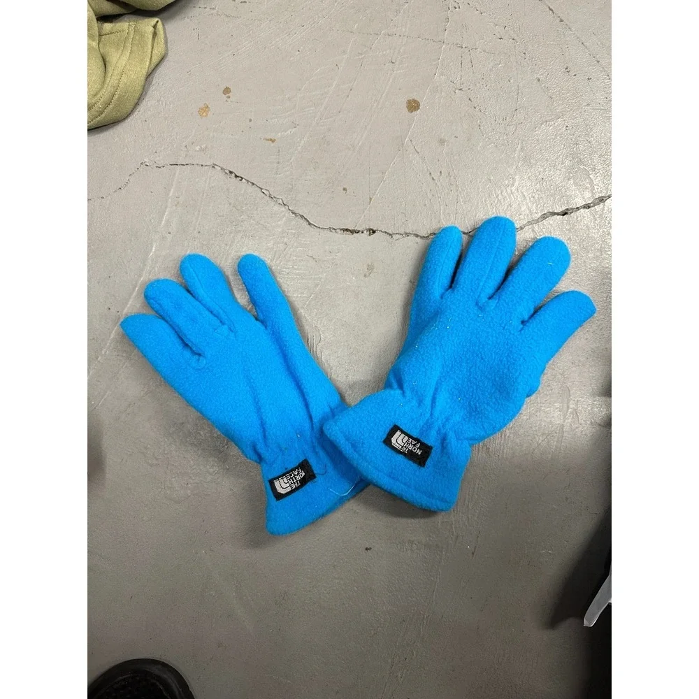 The North Face Fleece Gloves Bright Blue‎ Youth Kids Size Small Warm Winter